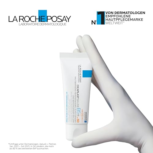 La Roche Posay Cicaplast Baume B5+ LSF 50, Regenerierende Creme für sensible und gereizte Haut von Gesicht und Körper, Mit patentiertem Procerad, Tribioma, Madecassoside und Vitamin B5, 40 ml
