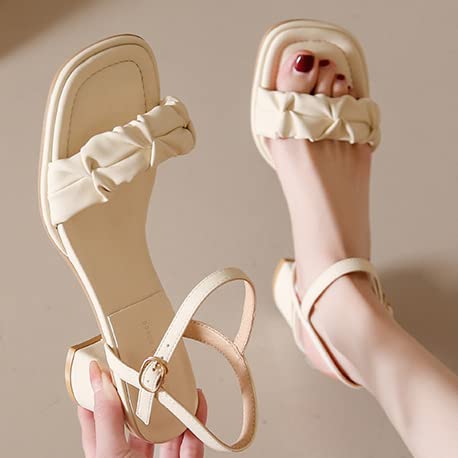 BAtlam Sandali Aperti da Donna, Scarpe a Punta Quadrata con Tacco Medio Basso, Sandali con Tacco Alto e Cinturino, décolleté per Abiti da Sera, décolleté da Sposa,B,38