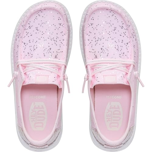Image of HEYDUDE Girl's Toddler Wendy Sparkle Surprise | Slip On Shoe with Elastic Laces