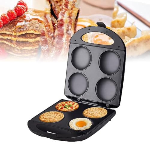 Plancha eléctrica antiadherente de 1400 W, cocina 4 panqueques a la vez, perfecta para hamburguesas, tortillas, huevos fritos y más