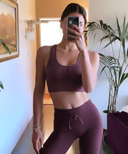 Image of SEASUM Women's Longline Sport Bra Seamless Yoga Crop Top Medium-Low Support Workout Bra