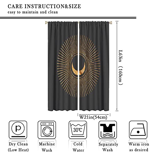 Sun Moon Curtains, Boho Moon Sun Pattern Print Curtains Curtain Used For Room Shading And Sun Protection Decorative Curtains 42X63In #TOP1