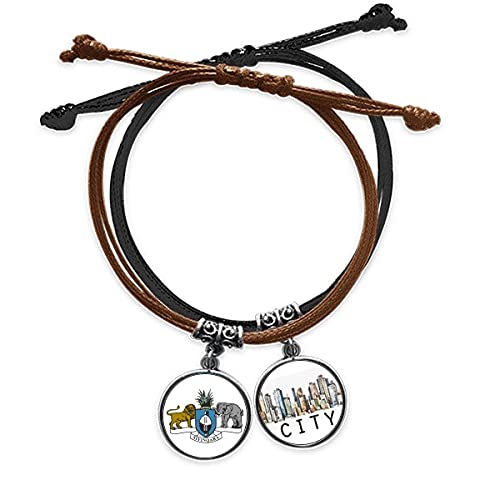 Bracelet Swaziland Afrique emblème national en cuir chaîne de main sidi