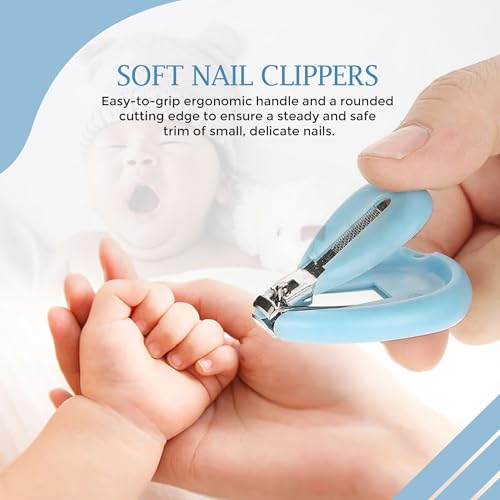 Image of GLUN Baby Care Set, Capsule Shape Pack, 4-in-1 (Anti-Pinch Nail Clipper, Scissor, Nail File, Tweezer) Blue Colour Baby Manicure Set for Newborn, Infant & Toddler
