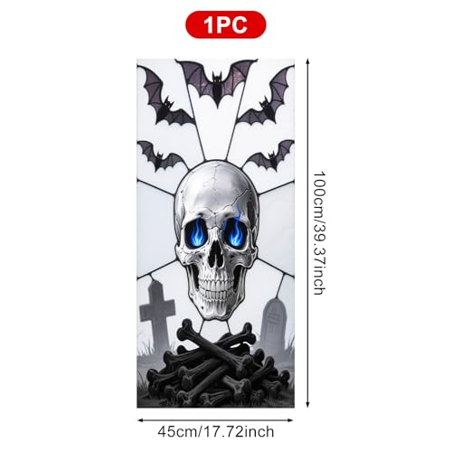 HOMETITUTE vinilo decorativo para ventana calavera azul 18x39 pulgadas miniatura 3