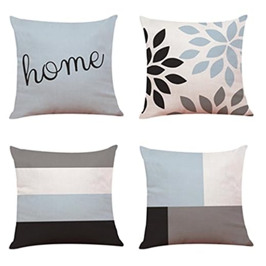 Fossrn 4PC/Conjunto Fundas Cojines 45x45 Geométricas Modernos Funda de Cojines para Sofa Jardin Cama Decorativo (01)
