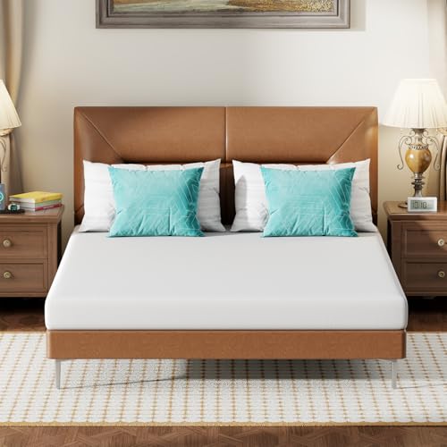 Image of FDW 6 Inch Queen Mattress, Medium Firm Base Foam, Breathable & Comfortable with Removable Washable Zipper Cover, Bed in a Box, CertiPUR-US Certified, White