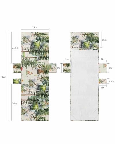 Green Forest Beach Lounge Chair Towel Cover, Soft Chaise Lounge Towel with Side Pockets Patio Pool Chairs Cover for Beach/Pool Sunbathing 29x85 Animal Eucalyptus Plant Flower Fox Elk Rabbit Bear