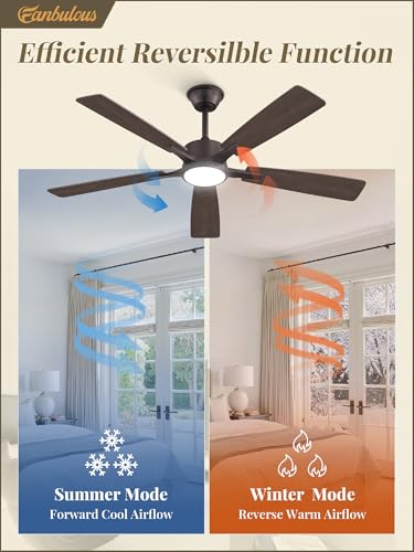 Image of Fanbulous 52 Inch Ceiling Fans with Lights and Remote, Stepless Color Temperature Change & Dimmable 20W LED Ceiling Fan, 6 Speeds Reversible Quiet DC Motor for Bedroom, Living Room, Oil Bronze
