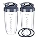 Piezas de repuesto para Nutribullet, 32 onzas con 2 tapas de tapa para ir y 2 juntas de goma, compatible con batidoras Nutri Bullet 600W/900W (6 piezas)