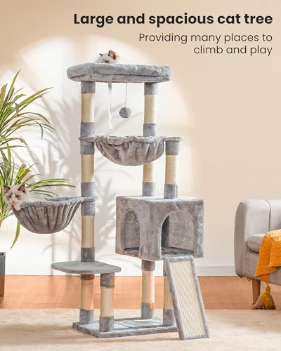 Árvore para gatos Hey-brother MPJ006-MW, torre, casa e condomínio confortável, com cama grande acolc