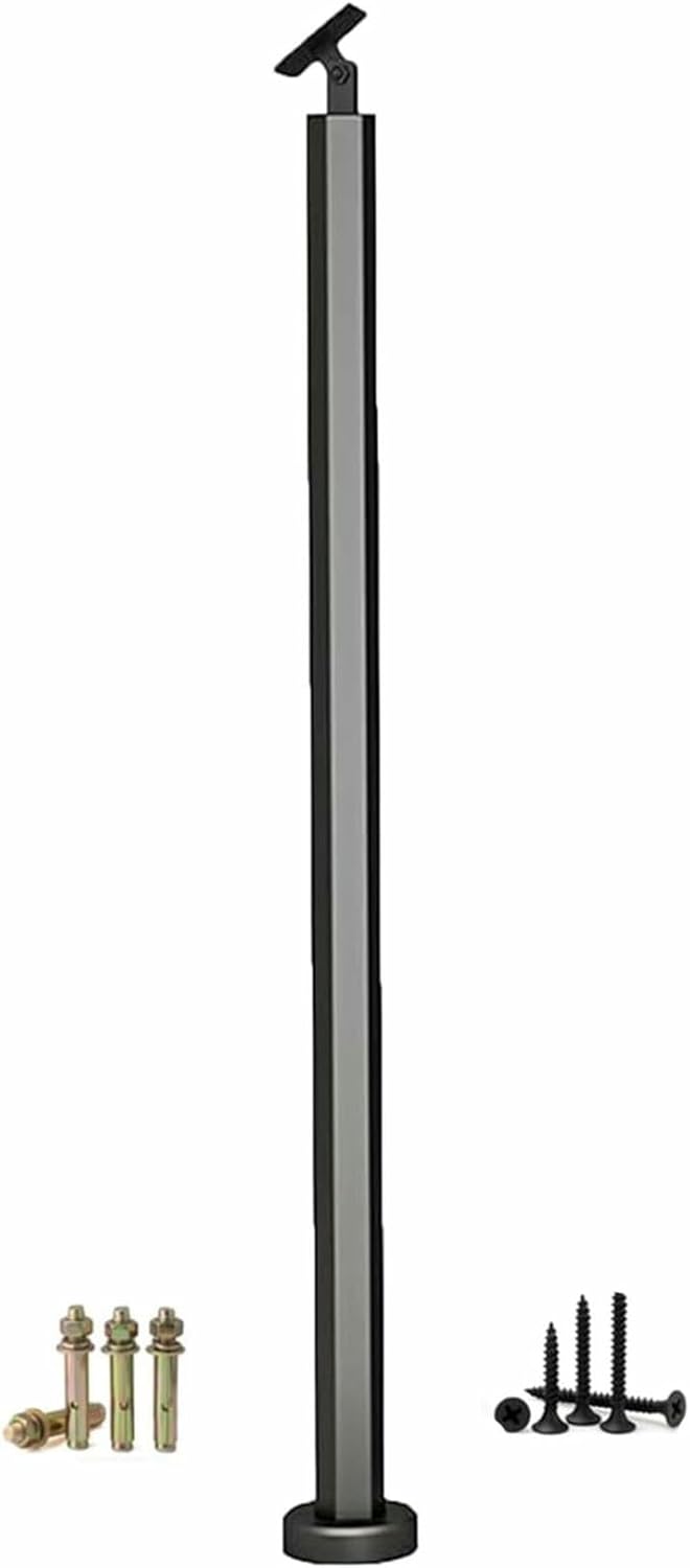 Iron Deck Balusters Interior Stair Railing Spindle, Floor Mount DIY Staircase Decor Complete Kits for Lofts/Villas/Office/Porch, with 270° Adjustable Swivel Head