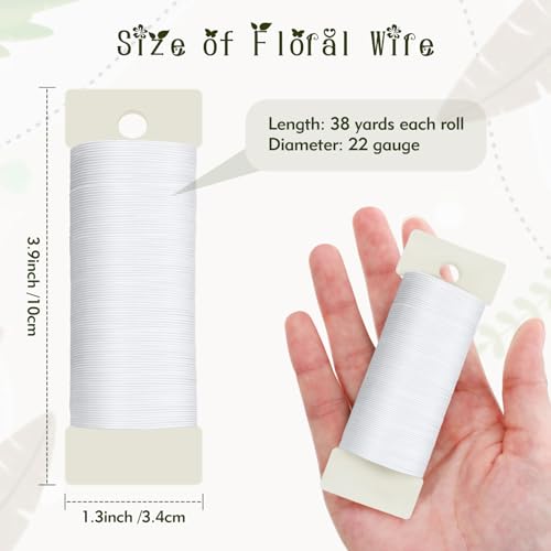 White Floral Wire, 38 Yards 114 Ft 22 Gauge Metal Wire for Crafts, Flexible Wreath Wire Flower Wire, Thin Craft Wire for Ornaments Ribbon Making DIY - Thumbnail 2