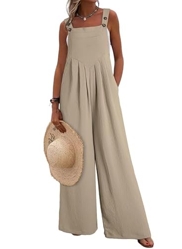Dokotoo Damen Latzhose Sommer Ärmellos Jumpsuit Casual Lose Overall Baggy Playsuit Romper Leicht Sommerhose mit Träger, ...