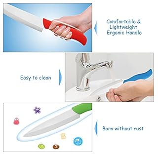 Ballery Set di Coltelli in Ceramica, Professionale Coltelli Ceramica da Cucina Set di Coltelli con Manici in Più Colori Affilato e Leggero Usati per Cucinare Verdure, Frutta e Pane