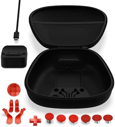 Complete Component Pack Replacement Parts Repair Accessories Kit with Storage Case, Charging Dock and Cable,6 Thumbsticks, 4 Paddles, 2 D-Pads for Xbox One Elite Series 2 and Core Controller