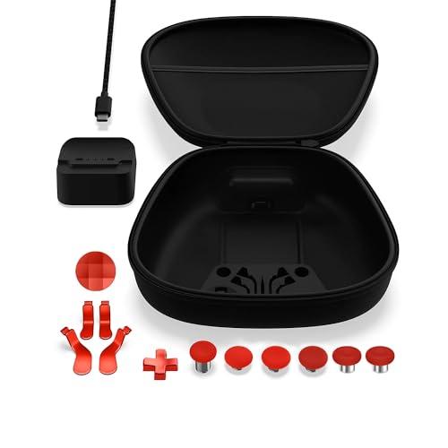 Image of Complete Component Pack Replacement Parts Repair Accessories Kit with Storage Case, Charging Dock and Cable,6 Thumbsticks, 4 Paddles, 2 D-Pads for Elite Series 2 and Core Controller