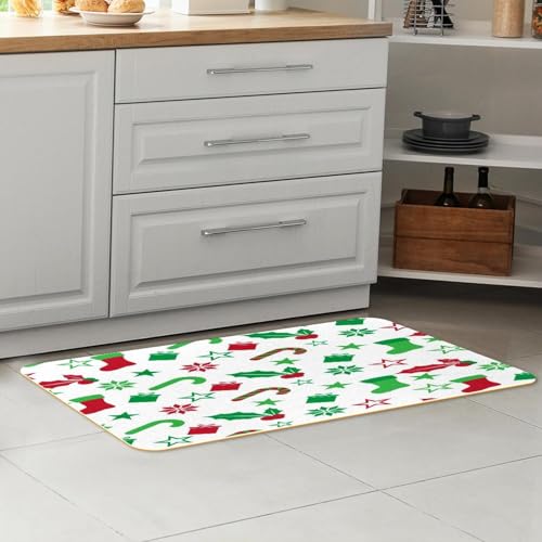 Alfombrillas de cocina blancas de Navidad lavables juego de 2 7