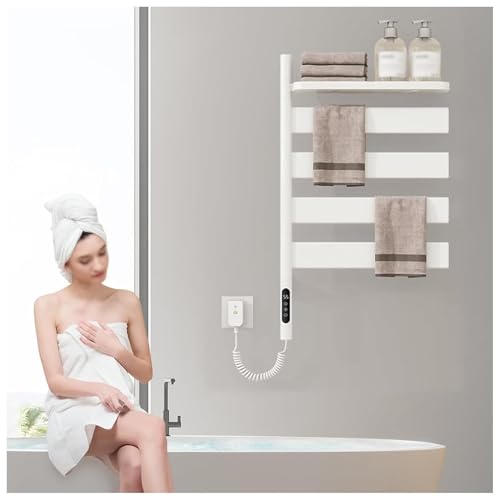 Radiador Toallero, Calienta Toallas 135 W, Orientable 180 con Pantalla LED, Control táctil, Temporizador, Calienta Toallas Colgante Bajo Consumo,White