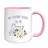 Foyoulame My Favorite People Call Me Nanny Coffee Mugs, Grandma Gifts Coffee Tea Cup, Nanny Gifts For Birthday Christmas Mothers Day From Granddaughter Grandkids Grandson Pink Ceramic Coffee Mug 11oz