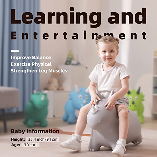 Zoojoy Bouncy Horse Animals Hopper,Inflatable Bouncing Horse Jumping Animals For Toddlers,Ride On Hopping Toys For Girls/Boys,Great Gift W/P (Grey) #TOP1