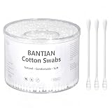 500 Stück Wattestäbchen – 100% Plastikfrei, Biologisch Abbaubar, mit Zwei Verschiedenen Enden