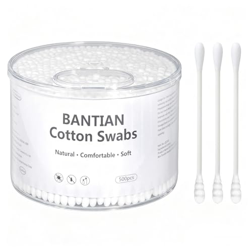 500 Piezas Bastoncillos de Algodón, Bastoncillos Oidos - 100% sin plástico, biodegradable, con dos extremos diferentes
