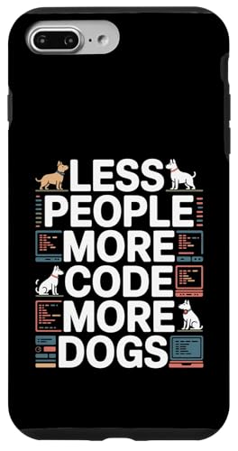 �v���O���}�[ ���D�� less PEOPLE MORE CODE MORE DOGS �X�}�z�P�[�X iPhone 7 Plus/8 Plus �p