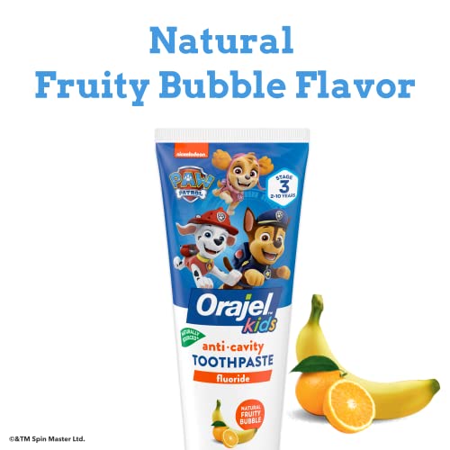 Orajel Kids Paw Patrol Anti-Cavity Fluoride Toothpaste, Natural Fruity Bubble Flavor, 4.2Oz Tube #TOP4