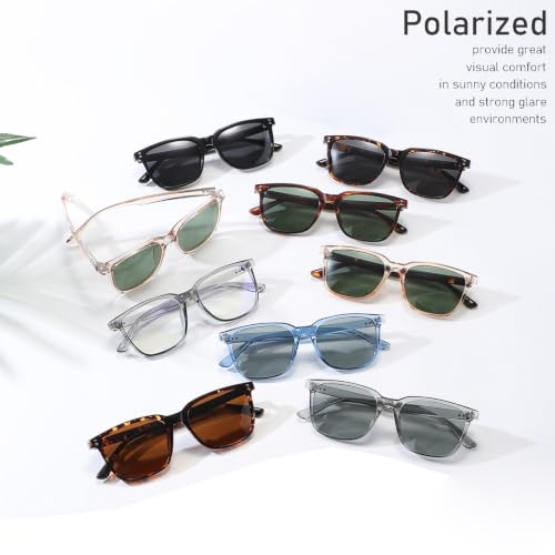 Image of Gleyemor Polarized Mens Square Sunglasses UV400 Protection Sun Glasses | Classic Retro Square Shades for Fashion, Driving Fishing Golf Outdoor Sport Shades
