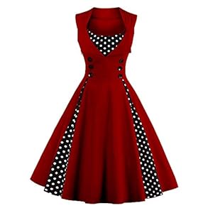 Women Vintage Polka Dot 1950s Rockabilly Halter Audrey Dress Retro Floral Evening Cocktail Swing Dress
