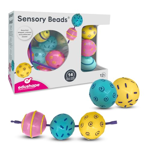 Image of Edushape Sensory Beads Connecting Toys for Baby - Large Textured Solid Color Pop Beads for Toddlers 1-3, 2-4, 4-6 Years and Up - Lacing Beads Enhances Motor Skills, Tactile Senses for Kids