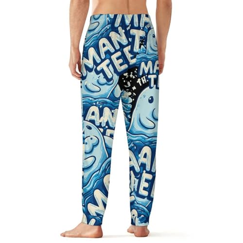 Cartoon Manatees Men's Pajama Bottoms Sleep Lounge Soft Comfy Pants Sleepwear3