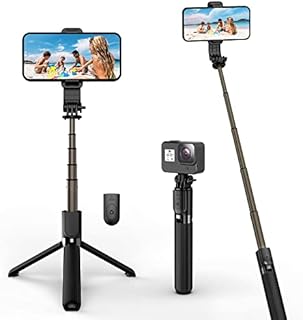Cell Phone Selfie Stick Tripod, Aluminium Alloy Selfie Stick with Wireless Remote, Smartphone Tripod Stand 270 Rotation Extendable Phone Tripod for iPhone 14 13 12 11, Samsung and Smartphone, GOPRO