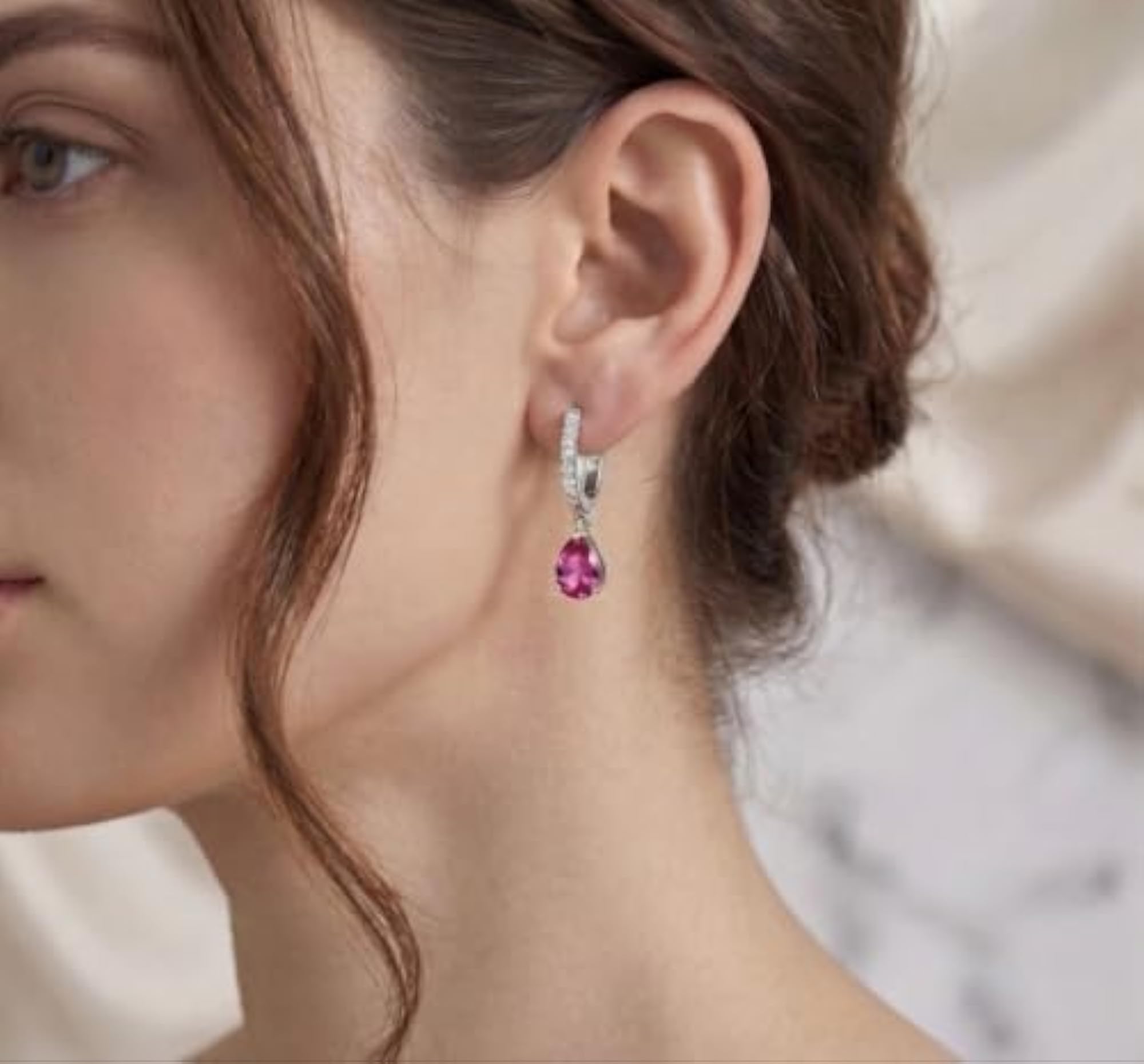 Women's Rhodium Plated 925 Sterling Silver Teardrop Dangling Drop Earrings