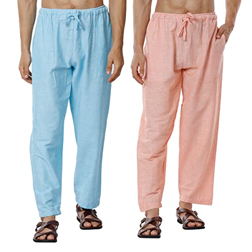 Image of Aatman One Size Men's Eco-Friendly Cotton Pyjama Pack of 2 | Fits Waist Size 28 to 36 Inches