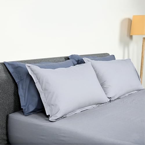 Image of SleepyCat Cotton ?Solid Pillow Case with Envelope Closure - Pack of 2 Count | Coloured with AZO-Free Dyes and Oeko-Tex Certified | Machine Washable, Dolphin Grey (Standard Size, 28X18 Inches),200