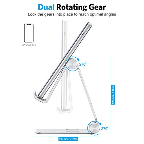Omoton Foldable Cell Phone Stand, C4 Portable Aluminum Phone Holder, Adjustable Phone Dock Cradle Compatible With Iphone 14/13/12/11 Pro Max, Samsung Galaxy, Small Tablets And Other Phones, Silver #TOP7