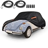 QUYDDC Special 16 Layers Full Car Cover Fit for Volk-swagen Beetle Bug 1960-1979, Ultra Heavy 600D Oxford Cloth, All-Weather Protection Summer Sun Exposure and Winter Snow Rain Dust UV, Black