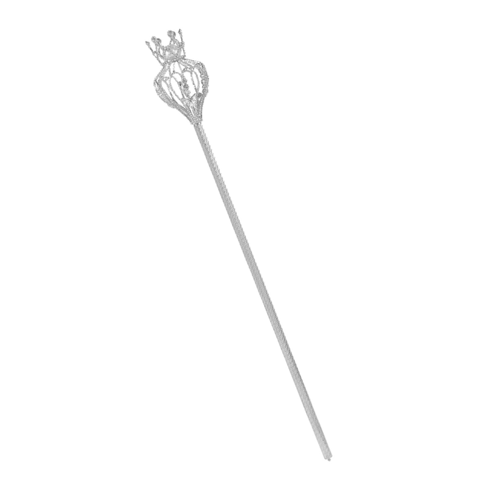 Baoblaze Sceptre Féerique Canne de Princesse Bâton Accessoire de Fête Cuivre Délicat Adapté à Déguisement Mariage Anniversaire Enfants, Argent