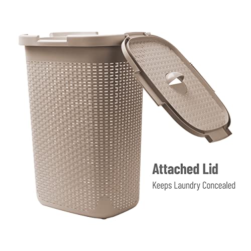 Mind Reader 60 Liter Hamper With Cutout Handles, Washing Bin, Dirty Clothes Storage, Bathroom, Bedroom, Closet, Brown Metallic #TOP4