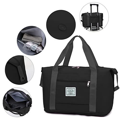 Keyck Sporttas Dames Heren met Natte Zak, Sports Duffel Bag Extra Groot, Waterdicht Ziekenhuistas Opvouwbaar Unisex Weekendtas voor Yoga Strand School Sport Fitness Gym Vakantie Zwart - Image 4