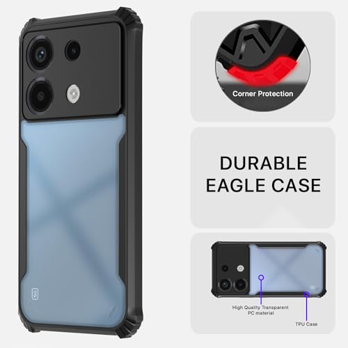 Image of Pikkme Poco X6 5G Back Cover | Crystal Clear Transparent Back | Ultra Hyrbid | Full Camera Protection | Raised Edge | Bumper Back Case (Black)