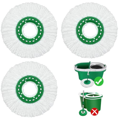 Reusable Mop Head Replacement for Libman Tornado Spin Mop Thick Microfiber Spin Mop Refill Heads for Libman Tornado Spin Mop System Easy to Replace and Machine Washable Wet Dry Clean (White 3 Pack)