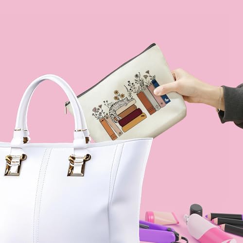 Cute Cat Gifts for Cat Lovers, Makeup Bag Book Lovers Gifts, Bookish Cosmetic Bag Book Club Reading Present for Women Girls Friend Reader Mom Nurse Grandma Birthday Mothers Day Graduation Christmas3