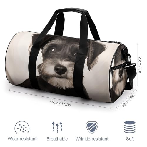 Cute Schnauzer Gym Bag for Men Women, Sturdy Oxford Cloth Travel Bags with Removable Shoulder Strap, Waterproof Duffel Bag for Fitness, Travel, Yoga2