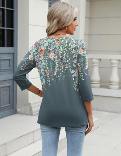 Image of Zeagoo 3 /4 Length Sleeve Womens Tops Casual V Neck Shirts Soft Basic Tees Business Work Blouses