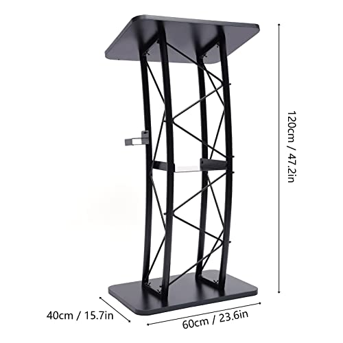 Atril de podio resistente en metal negro satinado para eventos 3