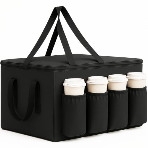 Image of Catering Bag for doordash uber eats 22x14x13 Insulated Food Delivery Bag with Cup Holders /Drink Carriers Premium XXL, Beverages, Grocery, Pizza, Commercial Quality Hot and Cold hot Boxes