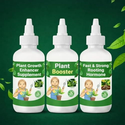 Image of Amazon Brand - Natural Plant Growth Enhancer + Plant Booster + Fast Rooting Hormone for Indoor, Outdoor, Garden, Flowering & Vegetable Plants. Promotes strong roots and healthy growth - Pack of 3